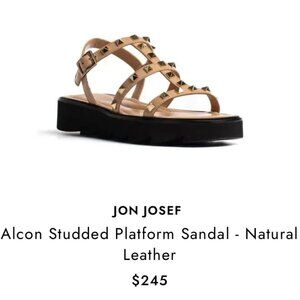 JON JOSEF  alcon studded platform sandal - natural leather 7.5
